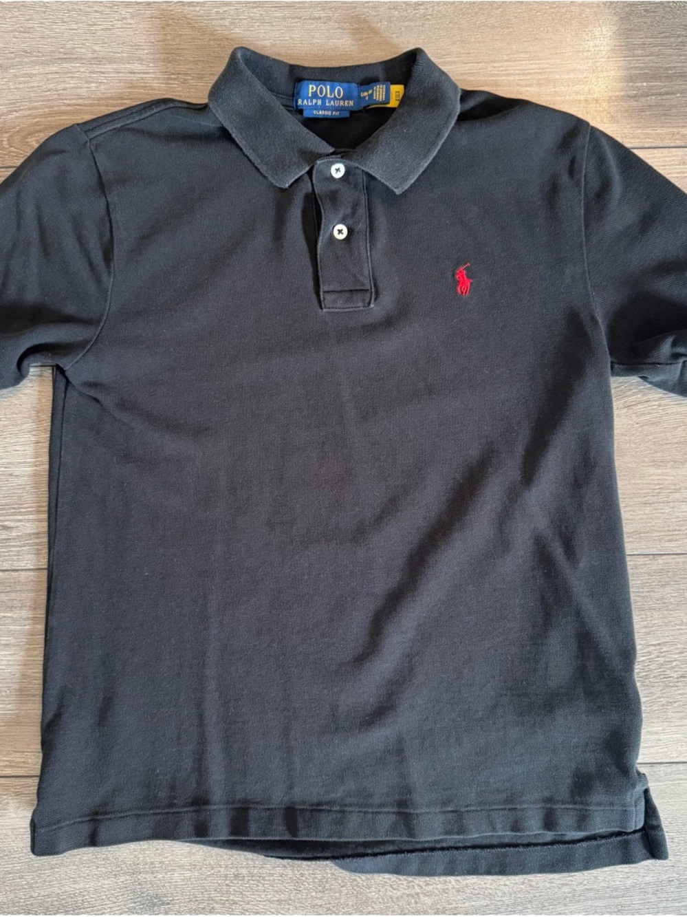 Polo Ralph Lauren Black Polo Shirt with Red Pony-L(14-16)